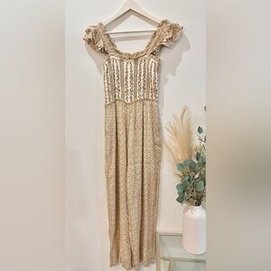 Sim & Sam Smocked Top Jumpsuit
Natural Ivory Calico S